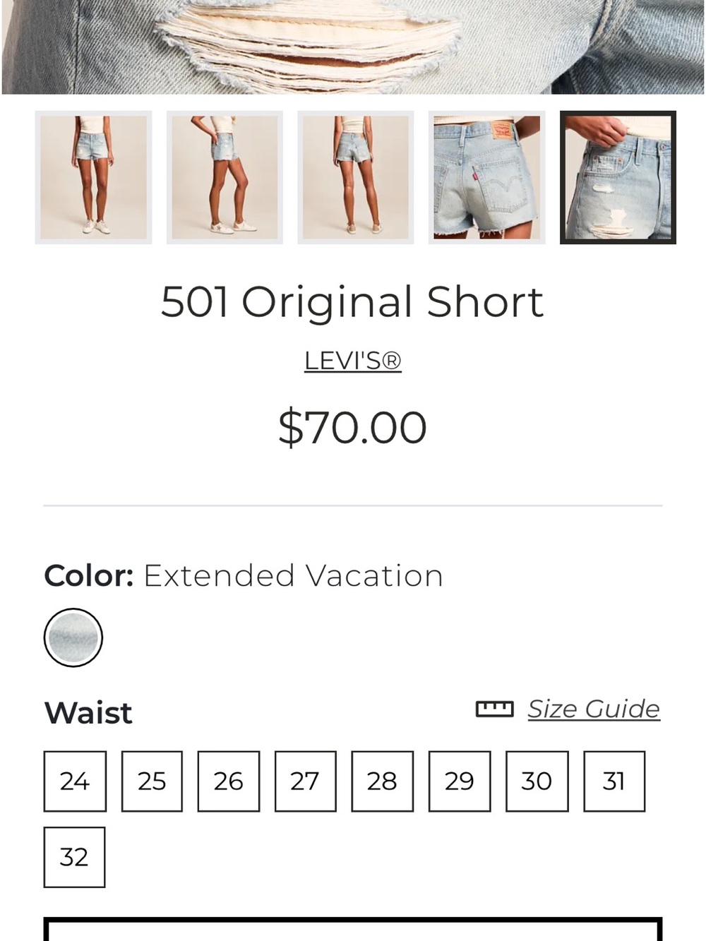 Light Wash Distressed Denim Shorts - Blue